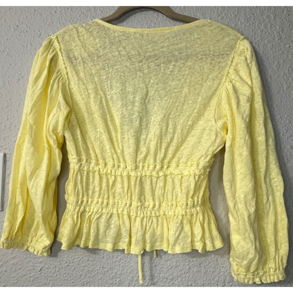 Free People let's go Yellow Tie Front Blouse XS - Picture 3 of 4